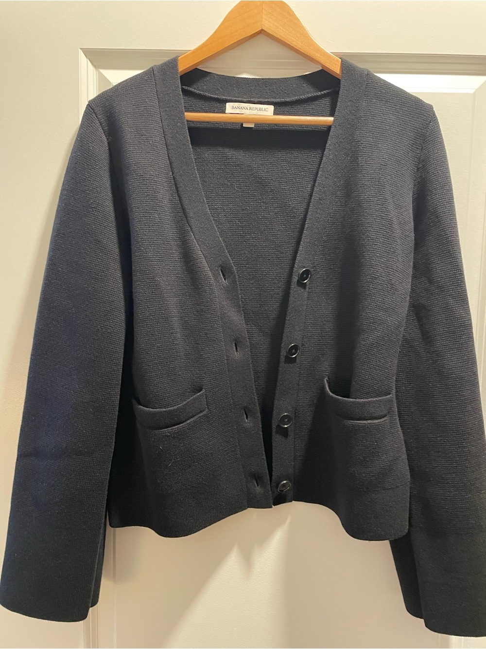 Banana Republic Women's Black Button-Front Knit Blazer